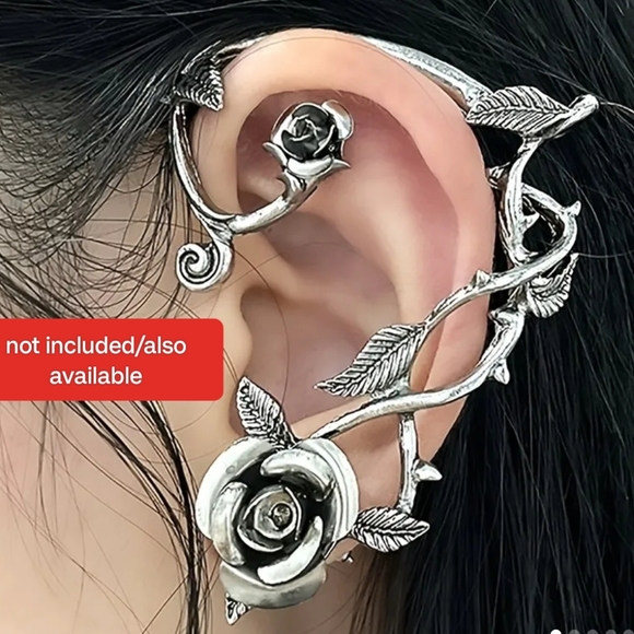 Elvish/Boho/Gothic/Vampiric/Fairy Rose Flower Design Ear Wrap - Picture 3 of 4